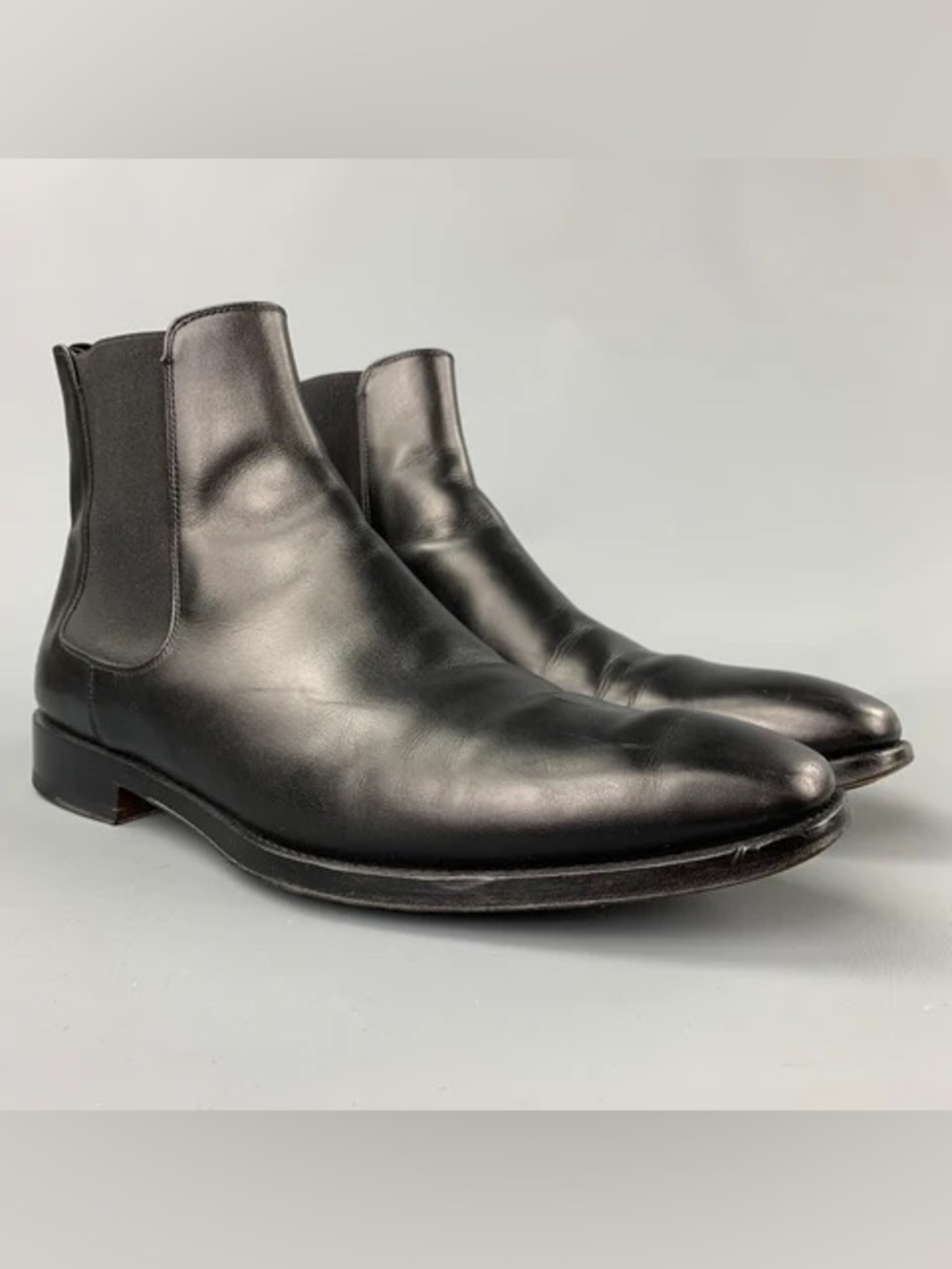 Massimo Emporio Black Leather Chelsea Boots, Size 9.5